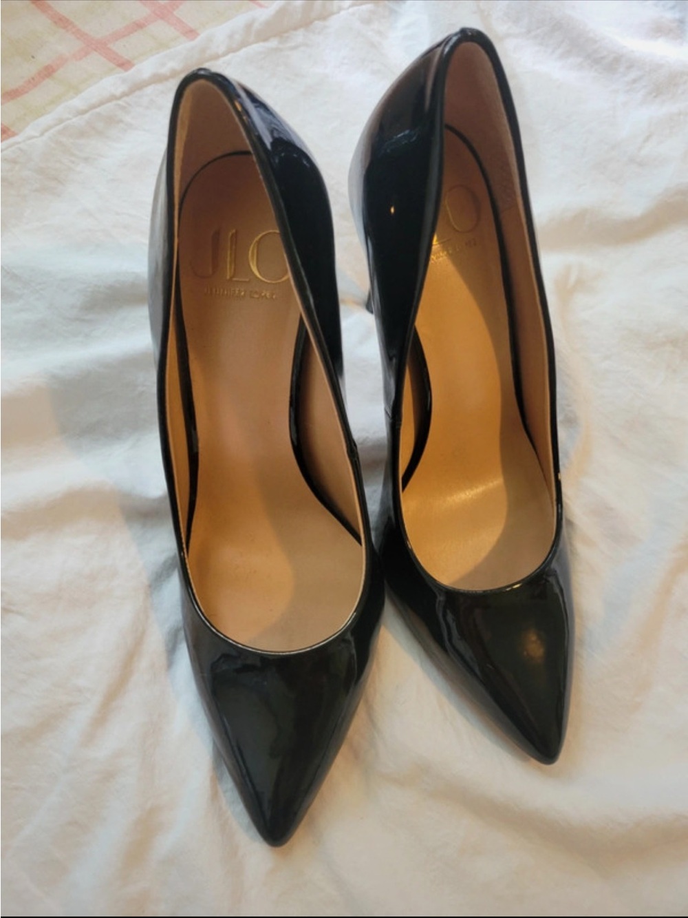 Women's Black Patent Pointed-Toe Heels